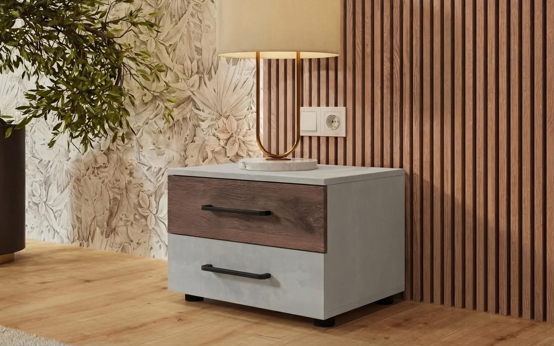 Set dormitor 160/200 Keti + saltea, Silk + stejar scandinav inchis  11